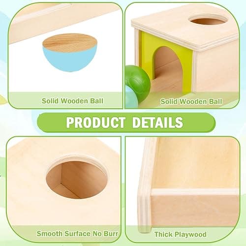 Adena Montessori Object Permanence Box with Tray Three Balls Montessori Toys for 6-12 Months Baby 1 Year Old Infant Toddler Typical thumbnail 4