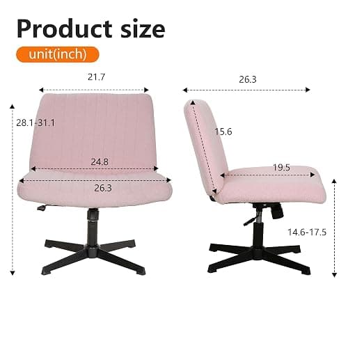 ⭐️⭐️⭐️⭐️⭐️FDW Criss Cross Chair Armless Cross Legged Office Desk Chair Adjustable Swivel Ergonomic Gaming Chair No Wheels Backrest with Wide Seat Native Sponge Computer Task Vanity Chair for Home Office,Pink - Pink - pack of 1 thumbnail 3