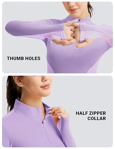 FitsT4 Sports Womens Equestrian Shirts Thumbholes Long Sleeve Horse Riding Shirts Quick Dry UPF50+ Riding Top Half Zip thumbnail 2