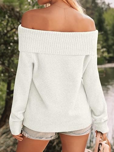 LILLUSORY Womens Off The Shoulder Sweater Oversized Batwing Sleeve Loose Pullover Sweaters Tops thumbnail 4