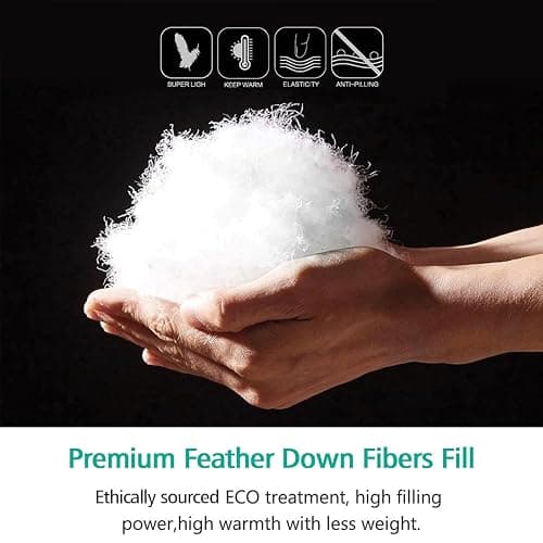 APSMILE Super King Luxury 100% Organic Cotton All Season Down Feather Fibers Comforter, High Fill Power Medium Warmth Duvet Insert (120x120, Ivory White) thumbnail 5