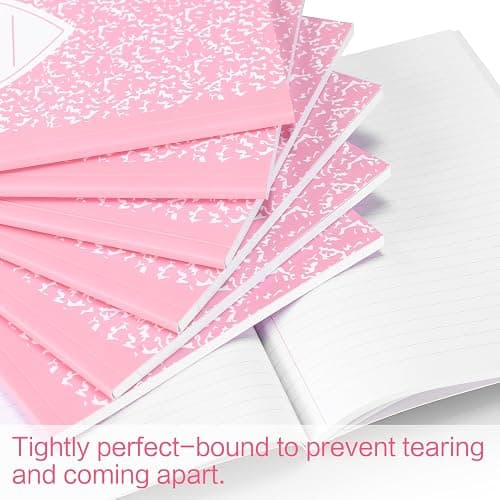 Tenceur Composition Notebook College Ruled Paper Assorted Marble Aesthetic Composition Notebook for Back to School 110 Page 7-1/2" x 9-3/4" Journal Gift for First Day School(6 Pcs,Pink) thumbnail 7
