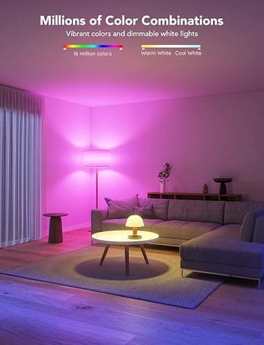 Govee Smart A19 LED Light Bulbs, 1000LM RGBWW Dimmable, Wi-Fi & Bluetooth Color Changing Light Bulbs, Works with Alexa & Google Assistant No Hub Required, 75W Equivalent Smart Bulbs, 2 Pack thumbnail 3