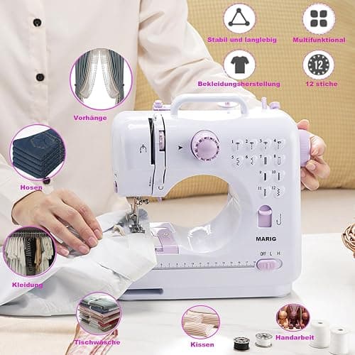 Mini machine à coudre pour débutants par MARIG - Petites machines à coudre électriques portables avec 2 vitesses 12 motifs de points intégrés thumbnail 10