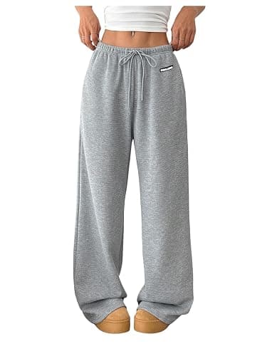 SOLY HUX Women's Drawstring Sweatpants Low Rise Baggy Wide Leg Pants with Pockets - Image 1
