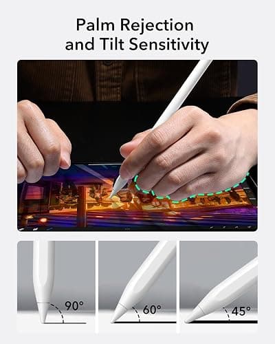 ESR Stift für iPad 2018-2025, Pencil mit Tilt Sensitivity, Palm Rejection, Kompatibel mit iPad 11 (A16)/10. Gen, Air 11"/13", Pro 11"/12,9"/13", Mini 6/5, Weiß thumbnail 7