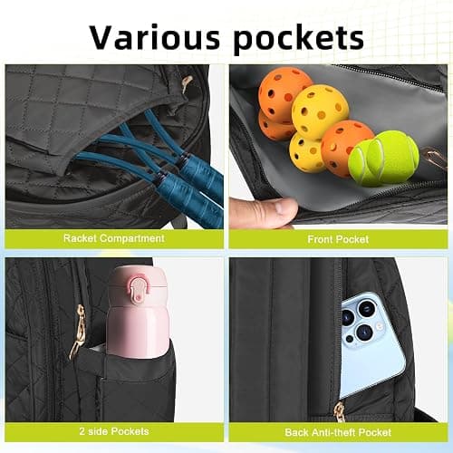 YEEGO DIRECT Tennis Bags for Women, Tennis Backpack Pickleball Racket Bags,Water-Resistant Sling Tote Padel Bag for Pickleball Tennis Badminton, Cute Gifts for Women Girl, Duffle Bag Gym Travel thumbnail 3