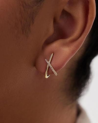Gold Earrings for Women Trendy,14K Gold Stud Earrings Dainty Earrings Simple Minimalist Cubic Zirconia Diamond Gold Earrings Hypoallergenic Earring for Women Gifts thumbnail 2