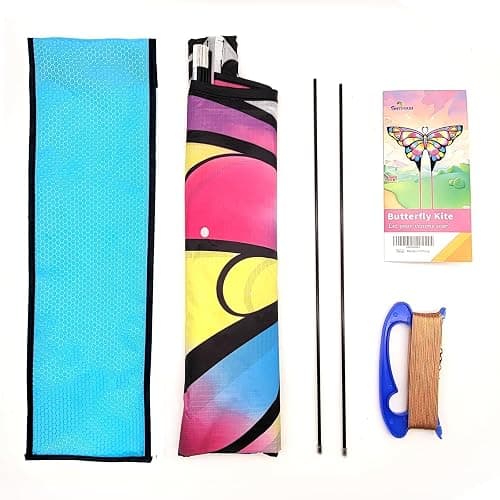 Simxkai Butterfly Kite for Kids & Adults, Easy to Fly Blue Big Kite for Beginners(1Pack 2Pack) - 1 - Butterfly Kite 1 Pack (Pink) thumbnail 3