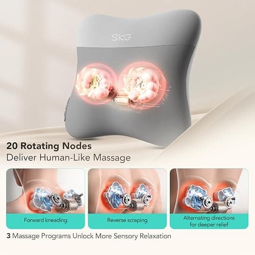 SKG Cordless Back Massager for Pain Relief Deep Tissue 4D Back and Neck Massager with Dual Sided Heat Christmas Gifts for Men and Women Dad Mom Grandpa thumbnail 2