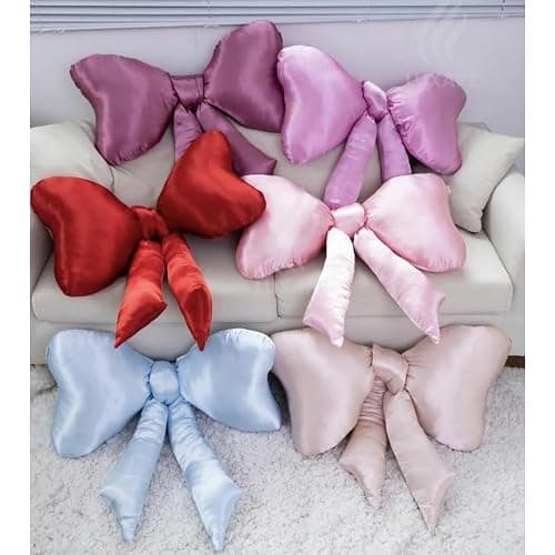 Luxape Bow Pillow - Big Coquette Throw Pillow - Bow Shaped Pillow - Silky Satin - Coquette Decor - Bow Room - Baby Blue Pillow - Nursery Decorations - Cute Room (Baby Blue) thumbnail 8