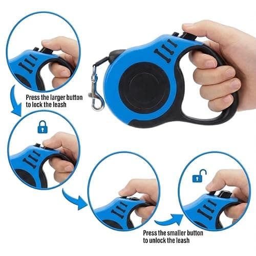 PETIMP Retractable Dog Leash Lightweight 16FT Leash Claw Print, with Folding Bowl,Dispenser,Rubbish Bags, for Small Medium Dogs(Blue) thumbnail 4