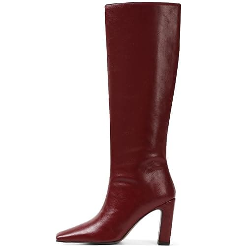 Lovee Cosee Knee High Boots for Women Square Toe Chunky Heeled Boots with Side Zipper Fashion Dress Elastic Tall Boots - Image 1