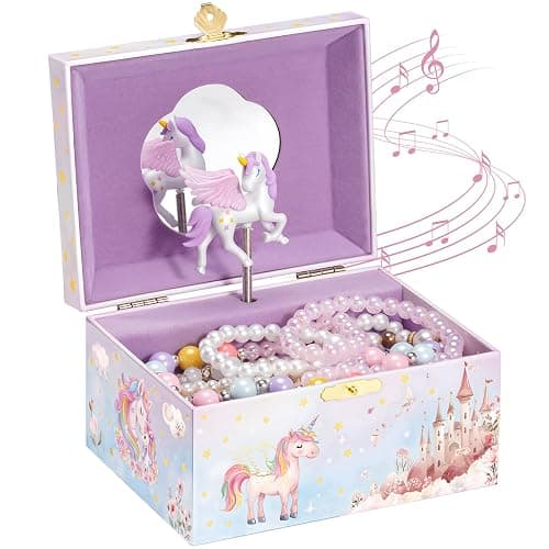 ProCase Unicorn Jewelry Box for Girls, Kids Musical Jewelry Boxes with Spinning Unicorn Doll, Birthday Christmas Gifts for Little Girls Children Toddler Ages 3 4 5 6 7 8 -Unicorn (Box Only) - Image 1