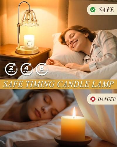 Flower Candle Warmer Lamp with Timer Dimmable, Christmas Birthday Gifts for Women Mom, Candle Warming Light Height Adjustable, Wax Melt Warmer for Jar Scented Candles, Housewarming Candle Lamp thumbnail 2