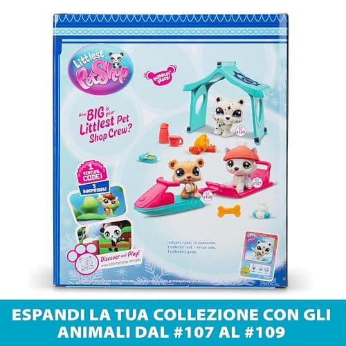 BANDAI Littlest Pet Shop Snow Day Set BF00534 Includes 3 Pets, 3 Accessories, 1 Collector Card, 1 Virtual Code, 1 Snowmobile, 1 Sled, Generation 7 (#107, #108, #109),4 Years+ thumbnail 5