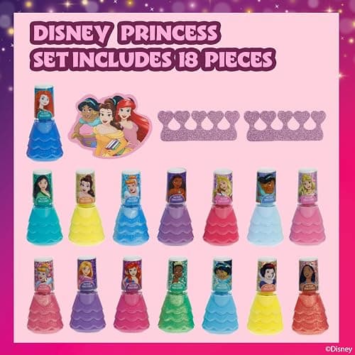 Disney Princess Nail Polish Set, 15-Piece Peel-Off with Toe Spacers thumbnail 4