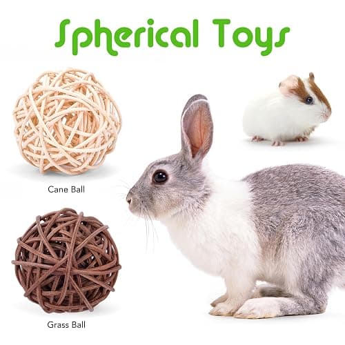 VESPRO Bunny Teys for Rabbits Hamster/Guinea Pig Toys Natural Timothy Hay Sticks chew Treats and Balls for Rabbit, Bunny, chinehila, Guirea Pig, Hamster, Rabbit Teeth Care thumbnail 3