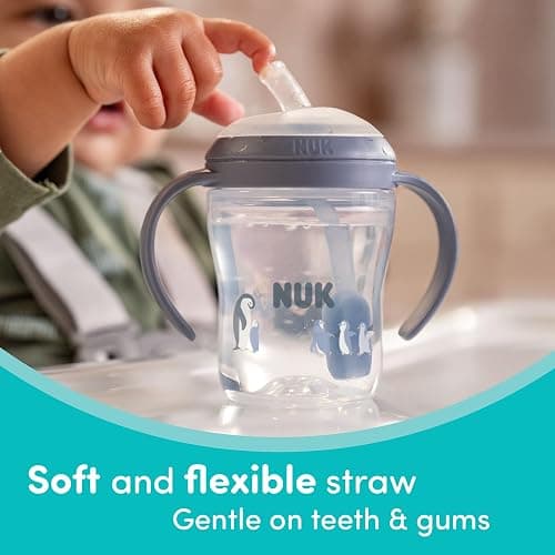 NUK Perfect Match Learner Straw Cup, 8 oz, 2 pack – Soft Straw, Easy-Grip Handles, BPA Free, Spill Proof Transition Sippy Cup thumbnail 2