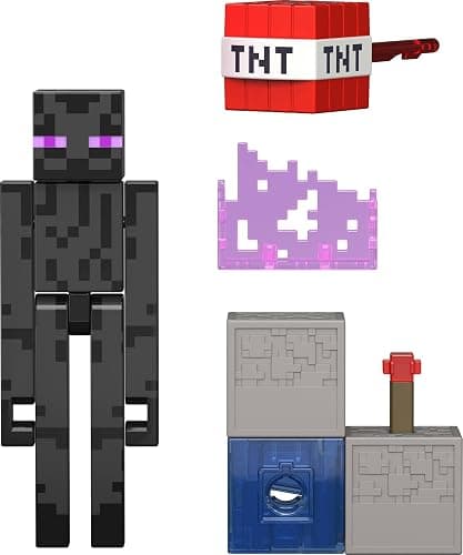 Mattel Minecraft Toys, Enderman Action Figure with Accessory & Redstone Building Piece, 3.25-inch Scale Collectible Set Inspired by Video Game thumbnail 4