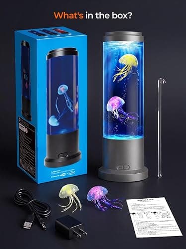 Bodami Jellyfish Lamp,16 Color Mood Night Light, Whisper-Quiet Sensory Aquarium Light, Dual Power Mode Decorative Night Lamp with Remote Control & Timer Suitable for Home Office Decoration and Gifts thumbnail 7