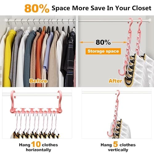 12-Pack-Closet-Organizers-and-Storage,Clothes-Organizer-Hangers for Heavy Clothes Sturdy Home Closet Organization and Storage,College-Dorm-Room-Essentials for Girls,Cloth-Storages-Space-Saving-Hangers thumbnail 3