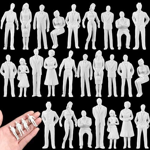 Namalu 30 Personnages Miniatures pour Modélisme Échelle 1:50 Mini Figurines de Diorama Figurines de Personnes Blanches Non Peintes Maquettes Architecturale Modèles de Personnes pour Scènes Trains - Image 1