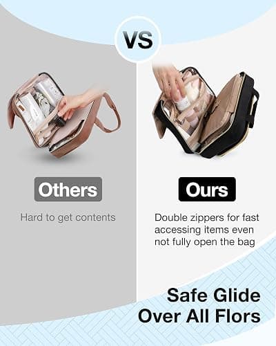 BAGSMART Toiletry Bag Hanging Travel Makeup Organizer with TSA Approved Transparent Cosmetic Bag Makeup Bag for Full Sized Toiletries, Medium-Black thumbnail 5