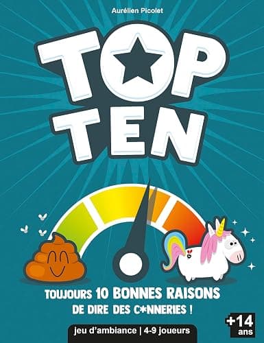 Asmodee - Top Ten - Jeu de Société Hilarant - Jeu d'Ambiance pour Adultes et Enfants dès 14 Ans - Jeu de Cartes Drôle - Fous Rires Entre Adultes & Ados - 4 à 9 Joueurs -30 Min - en Français thumbnail 2