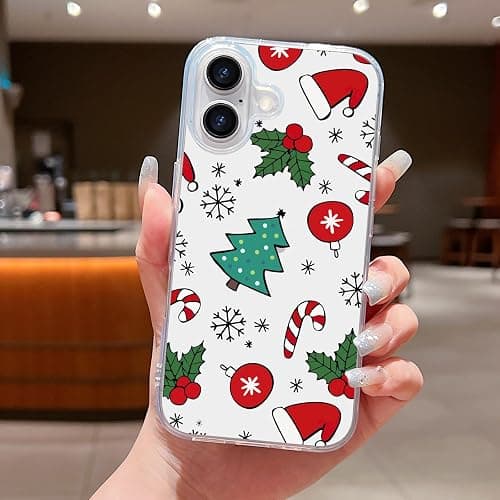 LCHULLE Compatible with iPhone 16 Christmas Case Xmas Santa Holiday Transparent Clear Design Women Men Kids Soft TPU Silicone Shockproof Protective Case Cover for iPhone 16, Xmas Tree thumbnail 2