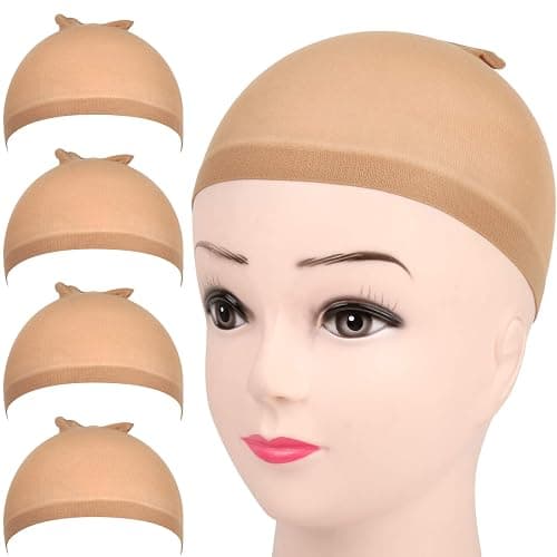 Fandamei 4 pieces Light Brown Stocking Wig Caps Stretchy Nylon Wig Caps for Women - Image 1