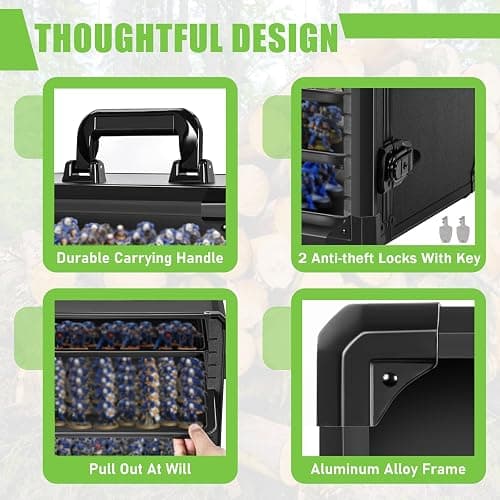 WELIDAY Miniatures Storage Case Miniatures Transport Case Aluminum Alloy Frame with Lock (Large Size) thumbnail 4