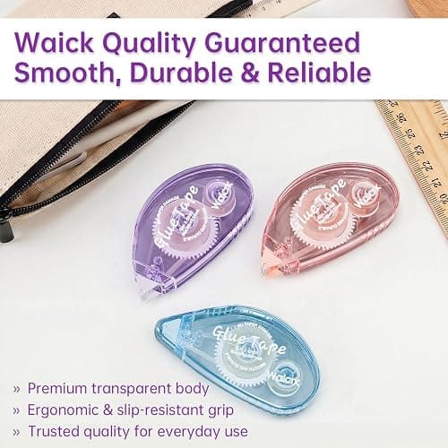 Waicrk Scrapbook Tape,Double Sided Tape Roller for Crafts, 4 Pack Adhesive Glue Runner Scrapbooking Supplies Journaling School Office Teacher Supplies, 0.3IN x 26FT thumbnail 6