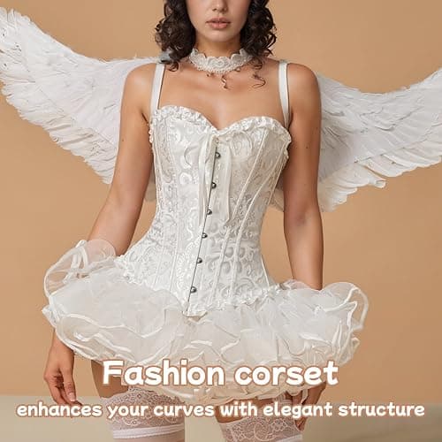 QFE Corset Tops for Women Lace Waist Push Up Sexy Bustiers Shapewear Lingerie Renaissance Underbust Bodysuit Boned thumbnail 2