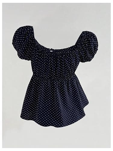 Verdusa Women's Cute Babydoll Tops Polka Dots Flowy Going Out Outfits thumbnail 5