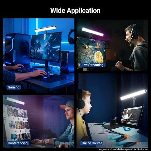 NEEWER Dual Sided RGB LED Streaming Key Light, Smart Desk Lamp Compatible with Alexa Google Assistant for Gaming Video Conference, 16 Million Colors, 2700K-7000K/CRI97+ Studio Tube Lighting, NG01 thumbnail 8