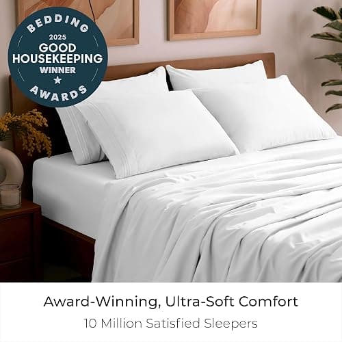 Mellanni King Sheet Set - 6-Piece Iconic Collection Bedding, (Including 4 Pillowcases), 21-Inch Extra Deep Pocket, Easy Care, Ultra Soft, Cooling Sheets, Brushed Microfiber - White thumbnail 2