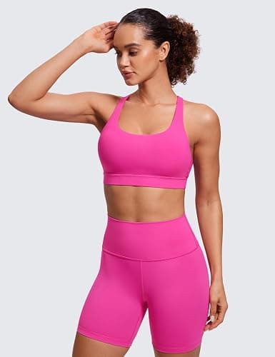 CRZ YOGA Naked Feeling Strappy Padded Sports Bras for Women - Fitness Workout Top Criss Cross Back Yoga Cami thumbnail 3