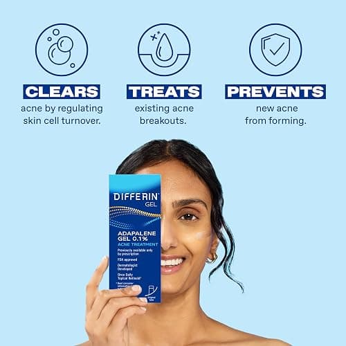 Differin Acne Retinoid Treatment Gel, 0.1% Adapalene, 45g Pump | 90-Day Supply Pump, Over-The-Counter Retinoid, Clears Breakouts, Gentle For Sensitive Skin, Dermatologist Recommended thumbnail 3