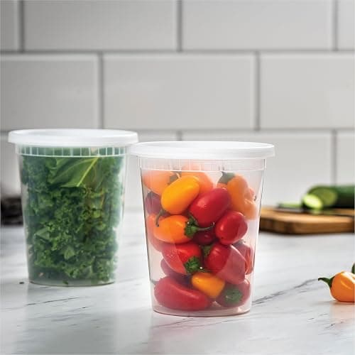 Stack Man 32 oz Deli Containers with Lids (48 Sets) – Quart Clear Plastic Food Storage Containers, Airtight Leak-Resistant Seal, BPA-Free, Microwave & Freezer Safe, Meal Prep Soup Takeout to-Go thumbnail 2