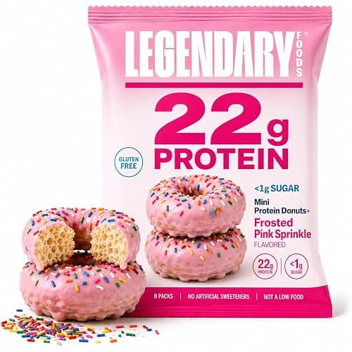 Legendary Foods High Protein Donuts, Pink Sprinkle, Low Carb, Low Sugar | Healthy Protein Snacks for Adults, Kids, Diabetic and GLP-1 Diet Friendly Keto Snack, Gluten Free - Image 1