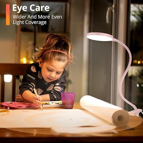 iFalarila Reading Light with Remote, LED Desk Lamp Clip on [1H Timer & Nightlight] RA>95 Dimmable Flexible Gooseneck, Reading Lamp with Clamp for Table - 3.5'' (Adapter Included) thumbnail 3
