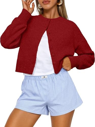 Trendy Queen Cropped Cardigan Sweaters for Women Lightweight Crop Knit Y2k Fall Outfits Fashion Clothes 2025 - Image 1