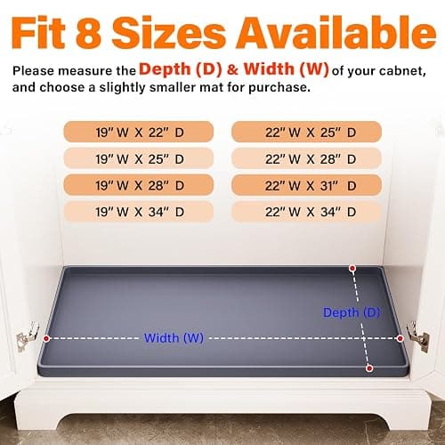 FLATO Waterproof Under Sink Mat 31" x 22" Shelf Liner for Kitchen and Bathroom, Cabinet Protector, Organizers and Storage, Flexible Silicone Drip Tray thumbnail 5