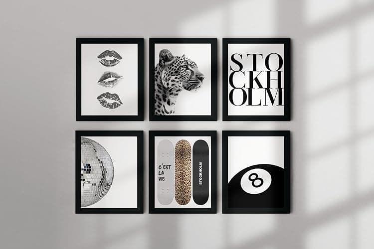 TwoDays Stockholm Style Room Decor for Women, Chic Trendy Wall Art for Living Room Aesthetic, Luxury Fashion Posters for Home Bedroom Apartment Dorm (8" X 10", Set of 6, Black Framed) thumbnail 5