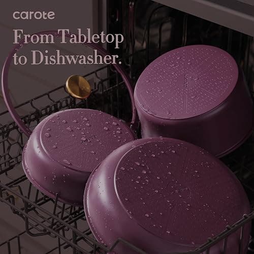 CAROTE 21pcs Pots and Pans Set Non Stick, Detachable Handle Cookware Sets | Ultra Nonstick, Space Saving, Dishwasher & Oven Safe, Non-Toxic Kitchen/Apartment/Camping/RV/ Traveling, Purple thumbnail 7