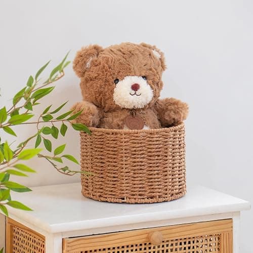 JLKIMZVO Brown Round Storage Basket Medium Storage Basket for Living Room Bedroom Bathroom thumbnail 7