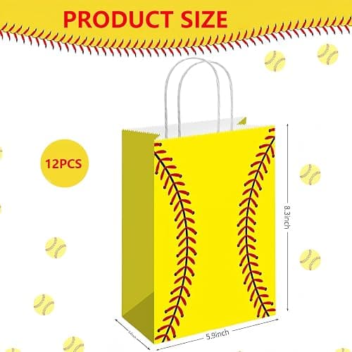 Küchera Softball Gift Bags for Team Girls – 12 Pack Softball Goodie Bags for Birthday, Party Favors, End of Season Gifts, Snack Treat Holders, Kraft Paper Bag with Handles thumbnail 4