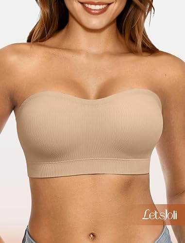 LetsJoli Push Up Strapless Bras for Women Supportive Bandeau Bra Non Slip Wireless No Underwire Padded Tube Bra thumbnail 3