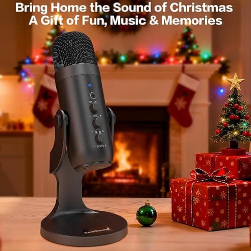 ZealSound USB Microphone,Condenser Computer PC Mic,Plug&Play Gaming Microphones for PS 4&5.Headphone Output&Volume Control,Mic Gain Control,Mute Button Vocal,YouTube Podcast on Mac&Windows(Black) thumbnail 9